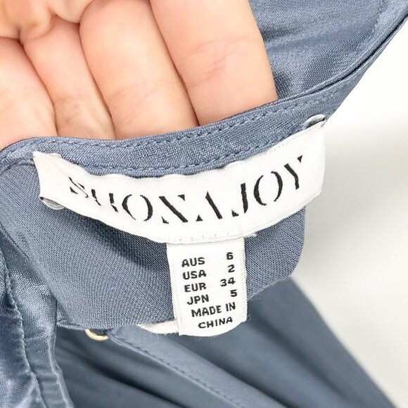 NWT Shona Joy La Lune Button Front Bias Slip Dress in Blue Smoke - Picture 7 of 10